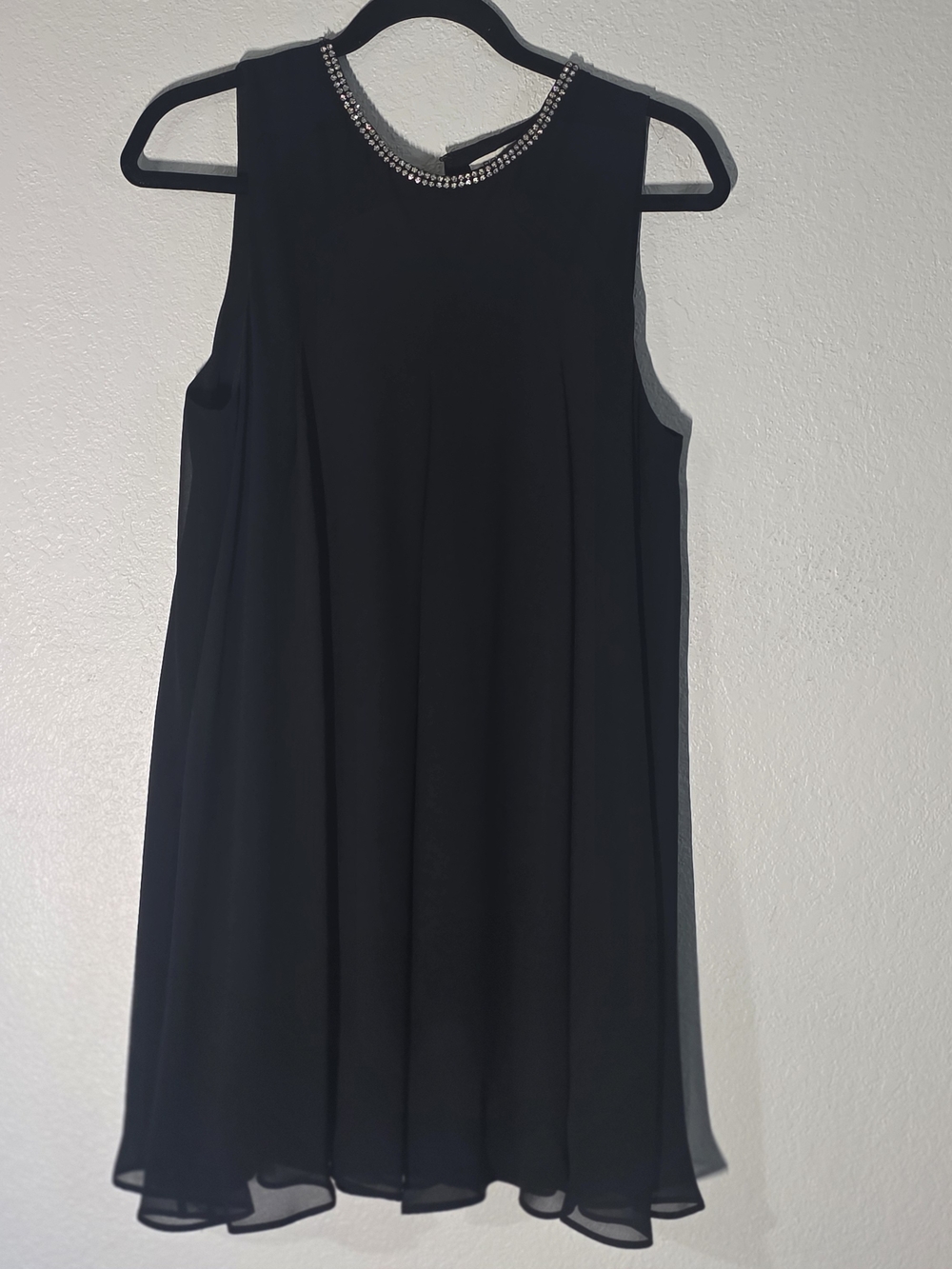 BCBGeneration Black Sleeveless Mini Dress with Beaded Collar